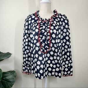 J.Crew Embroidered ruffle blouse in scattered daisies print